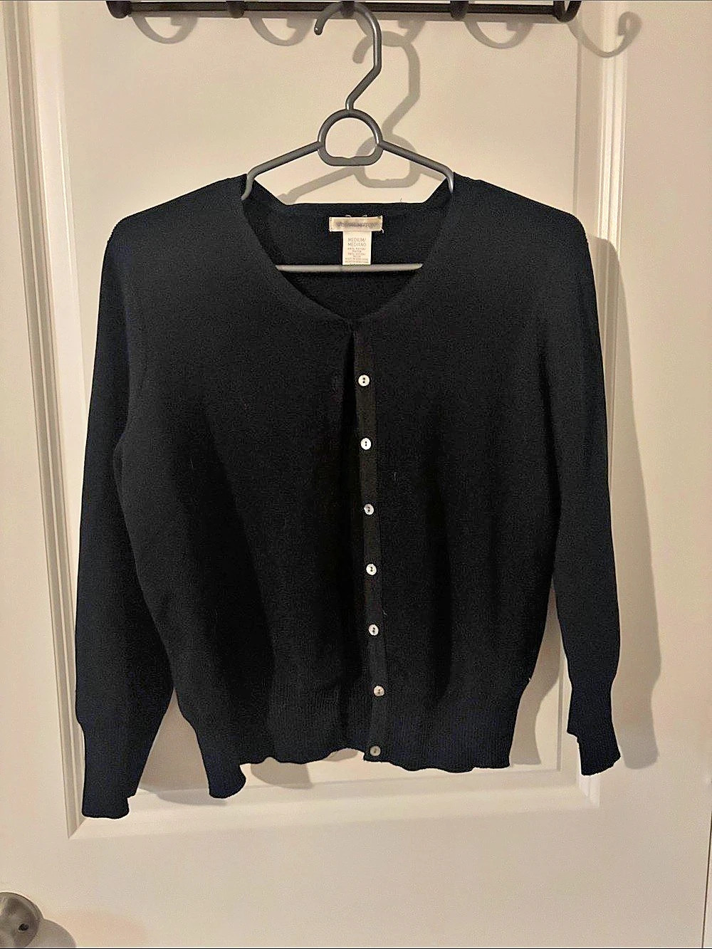 Worthington Button-Front Cardigan in Black Size Medium